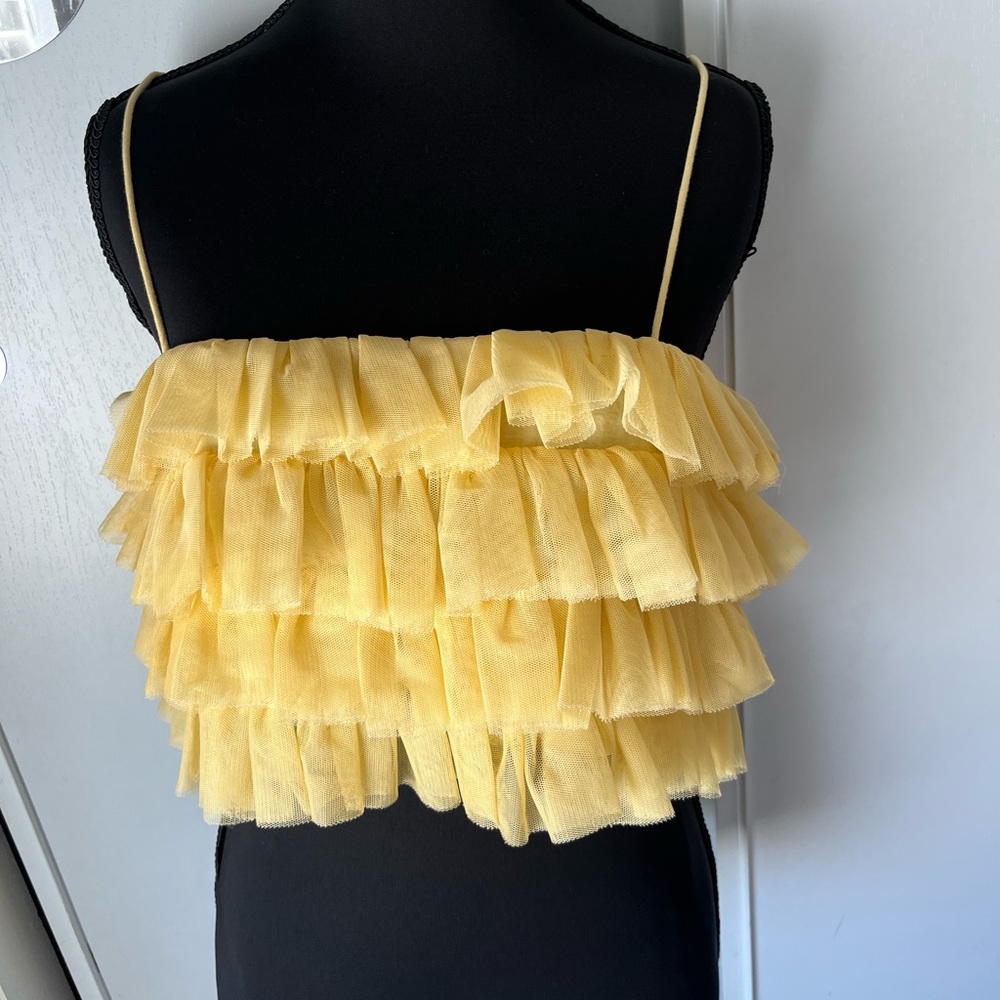 Zara Yellow Layered Ruffle Top